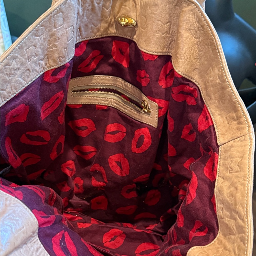 Designer Tan Leather Tote Bag - Picture 4 of 7